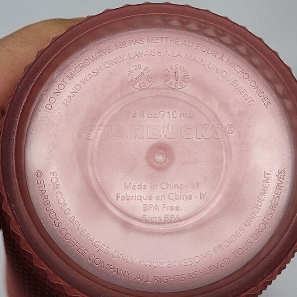 Starbucks Dusty Pink Soft Touch Diamond Studded Cold Cup Tumbler 24oz Barbiecore - Picture 8 of 11